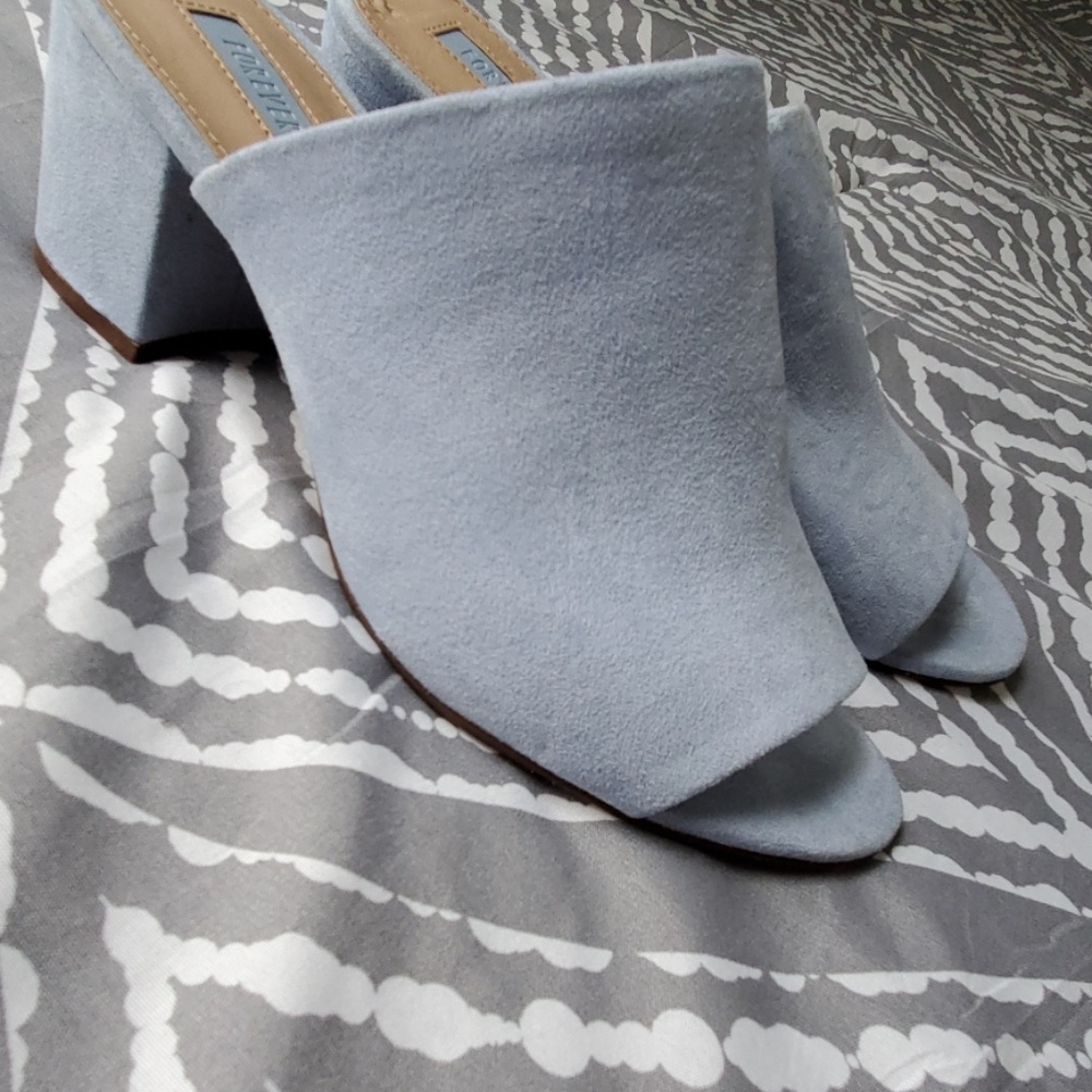 Light blue mules